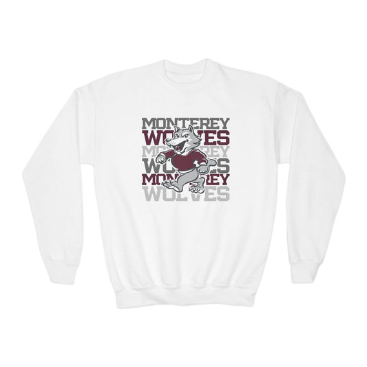 Monterey Wolves Stacked w/ Mascot - Gildan Youth Sweatshirt