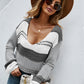 Color Block V-Neck Dropped Shoulder Sweater