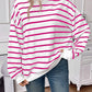 Striped Round Neck Long Sleeve Sweatshirt