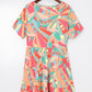 Abstract Geometric Print Tassel Tie Flared Dress