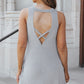 Gray Crisscross Cut-out Back Knit Sleeveless Dress