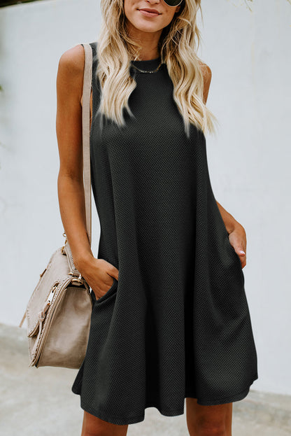 Gray Crisscross Cut-out Back Knit Sleeveless Dress