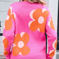 Flower Round Neck Long Sleeve Sweater