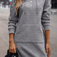 Gray Textured Kangaroo Pocket Drawstring Hooded Mini Dress