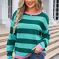 Striped Round Neck Dropped Shoulder Sweater