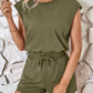 Cutout Round Neck Cap Sleeve Romper