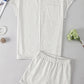 Khaki Colorblock Chest Pocket Exposed Seam Tee and Shorts Set