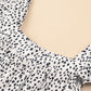 Leopard Colorblock Swiss Dot Flutter Sleeve Square Neck Mini Dress