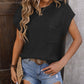 Pocketed Round Neck Cap Sleeve Sweater