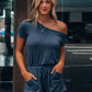 Single Shoulder Short Sleeve Romper