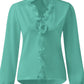 Full Size Ruffled V-Neck Long Sleeve Blouse