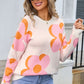 Flower Round Neck Long Sleeve Sweater