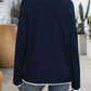 Contrast Trim Round Neck Long Sleeve Sweater