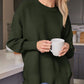 Slit Round Neck Dropped Shoulder Sweater