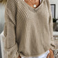 Openwork Hooded Long Sleeve Sweater