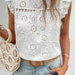 Eyelet Round Neck Cap Sleeve Blouse