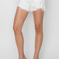 RISEN Button Fly Frayed Hem Denim Shorts