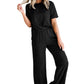 Solid Color T Shirt 2pcs Wide Leg Pants Set