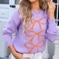 Bow Graphic Round Neck Long Sleeve Sweater