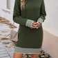 Striped Mock Neck Long Sleeve Sweater Dress