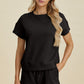 Double Take Full Size Texture Short Sleeve Top and Shorts Set