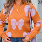 Bow Round Neck Dropped Shoulder Sweater