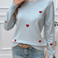 Lace Detail Heart Long Sleeve Sweater