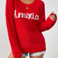 Letter Round Neck Long Sleeve Sweater