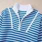 Striped Half Zip Long Sleeve Sweater