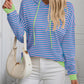 Striped Long Sleeve Hooded Knit Top