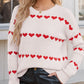 Heart Round Neck Long Sleeve Sweater