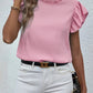 Mock Neck Ruffled Cap Sleeve Blouse