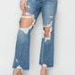 RISEN High Rise Distressed Crop Straight Jeans