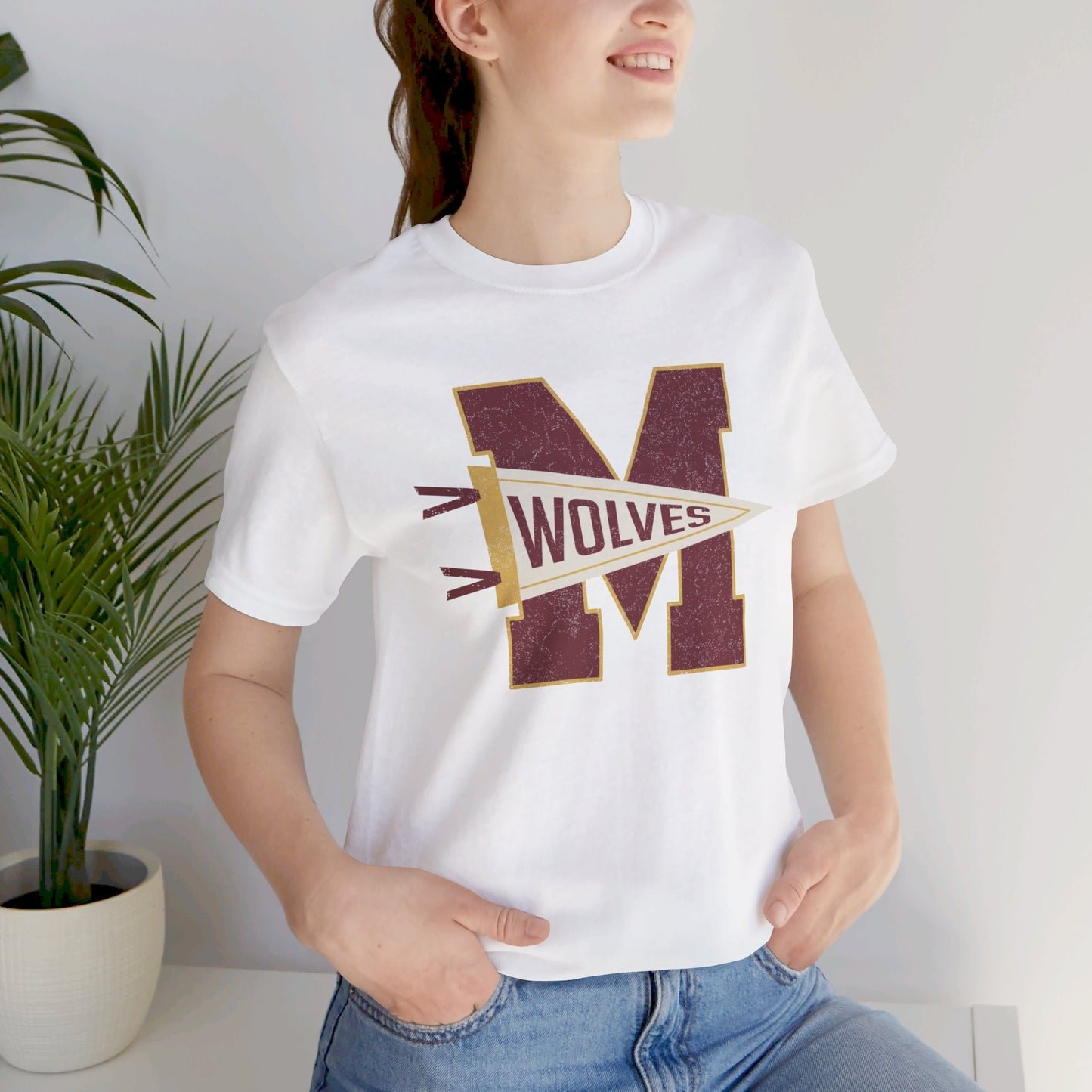 Varsity M with Wolves Pennant_ 3001 Adult SS