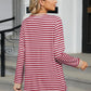 Pocketed Striped Round Neck Long Sleeve T-Shirt