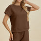 Double Take Full Size Texture Short Sleeve Top and Shorts Set