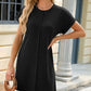 Heathered Round Neck Short Sleeve Dress