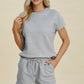 Double Take Full Size Texture Short Sleeve Top and Shorts Set