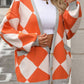 Checkered Dropped Shoulder Long Sleeve Cardigan