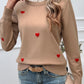 Lace Detail Heart Long Sleeve Sweater