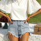 Eyelet Round Neck Half Sleeve Blouse