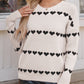 Heart Round Neck Long Sleeve Sweater