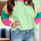 Color Block Round Neck Long Sleeve Top