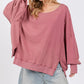 SAGE + FIG Mineral Wash Side Slit Oversized Sweatshirt