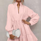 Pink Frilled Stand Collar Long Sleeve Ruffle Dress