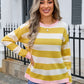 Striped Round Neck Dropped Shoulder Sweater