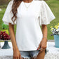 Eyelet Round Neck Half Sleeve Blouse