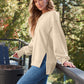 Slit Round Neck Long Sleeve Sweatshirt