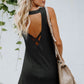 Gray Crisscross Cut-out Back Knit Sleeveless Dress