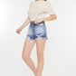 Kancan High Rise Frayed Hem Denim Shorts